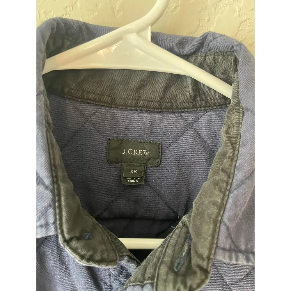 J. Crew men's quilted shirt double breast pocket navy blue size XS